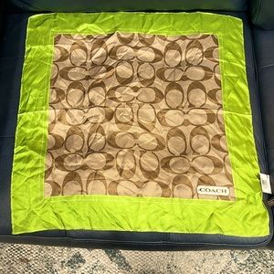 Coach Apple Green Monogram Silk Scarf NWT